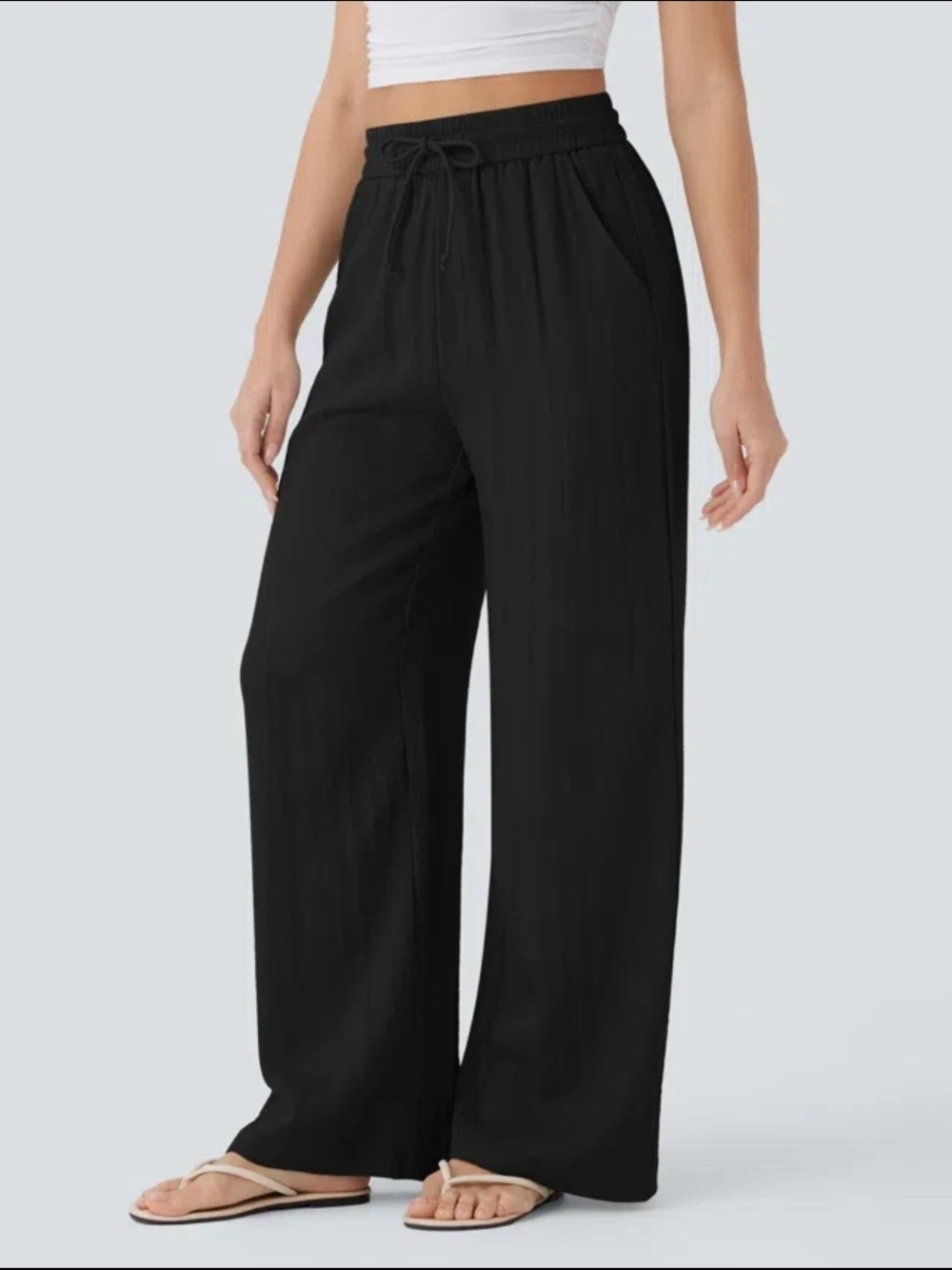 Size XL Tall HALARA Black Wide Leg Drawstring Pants - Picture 4 of 6
